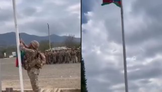 Ağdərənin mərkəzində Azərbaycan bayrağı qaldırıldı - VİDEO