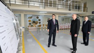 İlham Əliyev Sabirabad Sənaye Məhəlləsində toxum istehsalı müəssisəsinin fəaliyyəti ilə tanış olub - FOTO