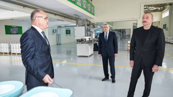 Prezident Sabirabadda aqrokimyəvi vasitələrin istehsalı müəssisəsinin fəaliyyəti ilə tanış oldu -FOTOLAR